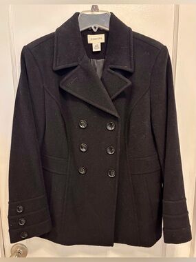 Women’s Classic Peacoat in Black Large